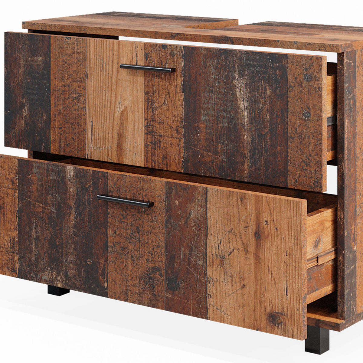 WASCHBECKENUNTERSCHRANK Ilias Eiche rustikal 80 x 60 cm mit 2 Schubladen - Wildeiche, Holzwerkstoff (80/60.8/33cm) - Vicco