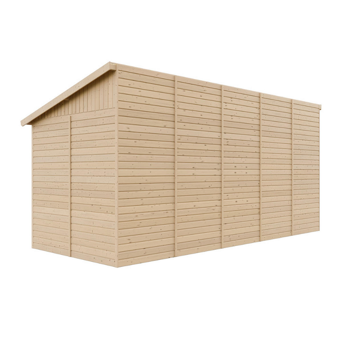 HOLZ-GARTHENHAUS (mit Seitenwand) MIT IMPRÄGNIERTEM BODEN - H244x216x514 cm/10,2 m2 - M341A+M341G - Beige, Holz (218/250/493cm) - Timbela