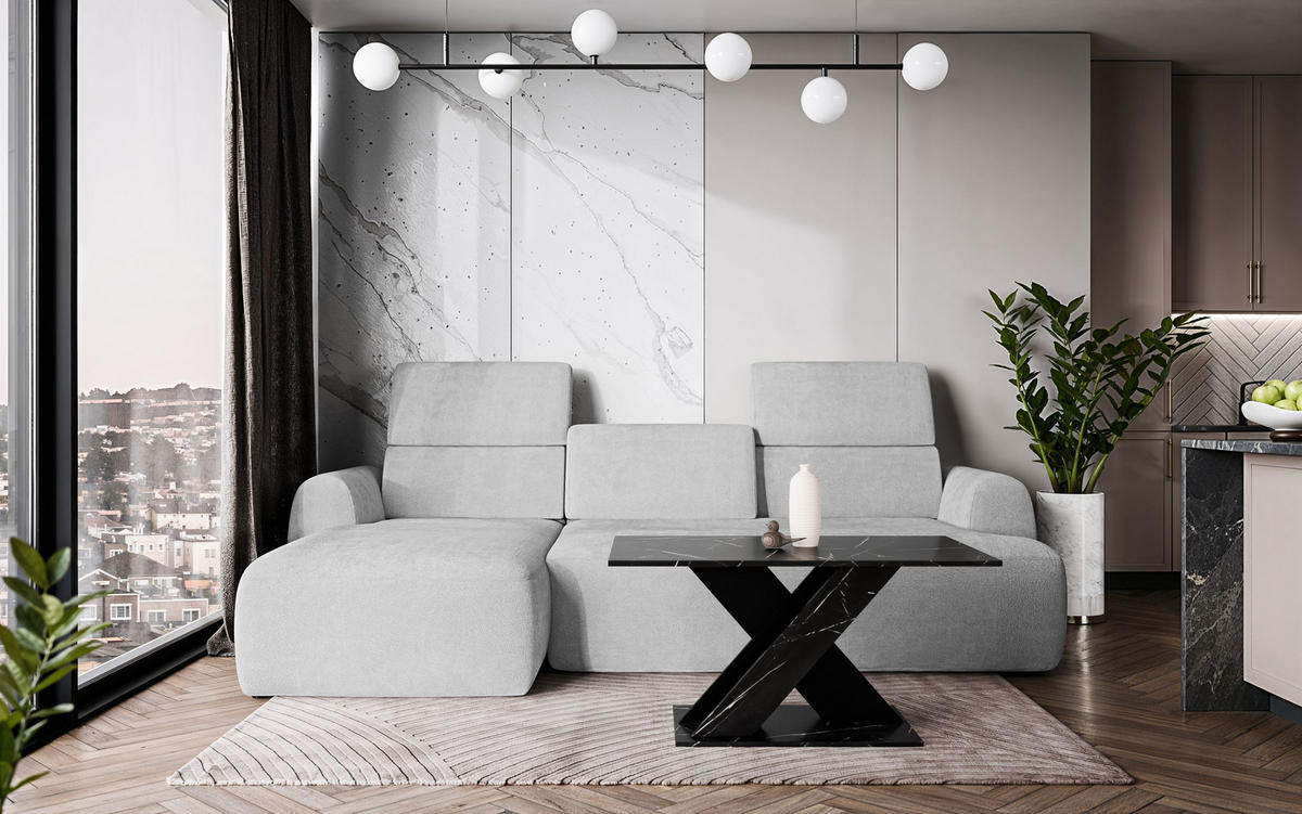 COUCHTISCH 110 cm Schwarzen Marmor-Optik - Schwarz Hochglanz, Holzwerkstoff (60/110/55cm) - Home Collective