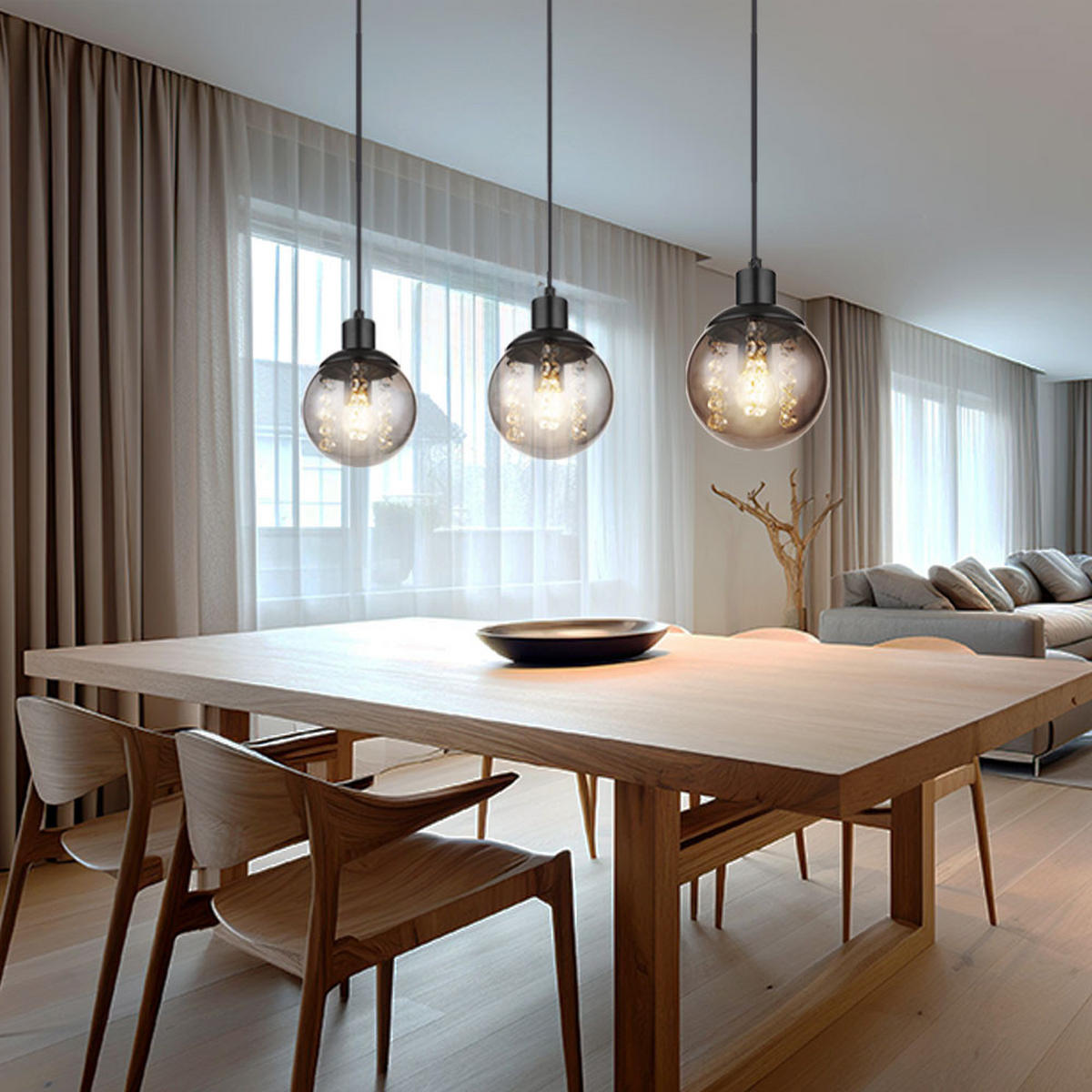 HÄNGELEUCHTE Richard Holz Grau - Grau, Holz (78/15/120cm) - Globo Lighting