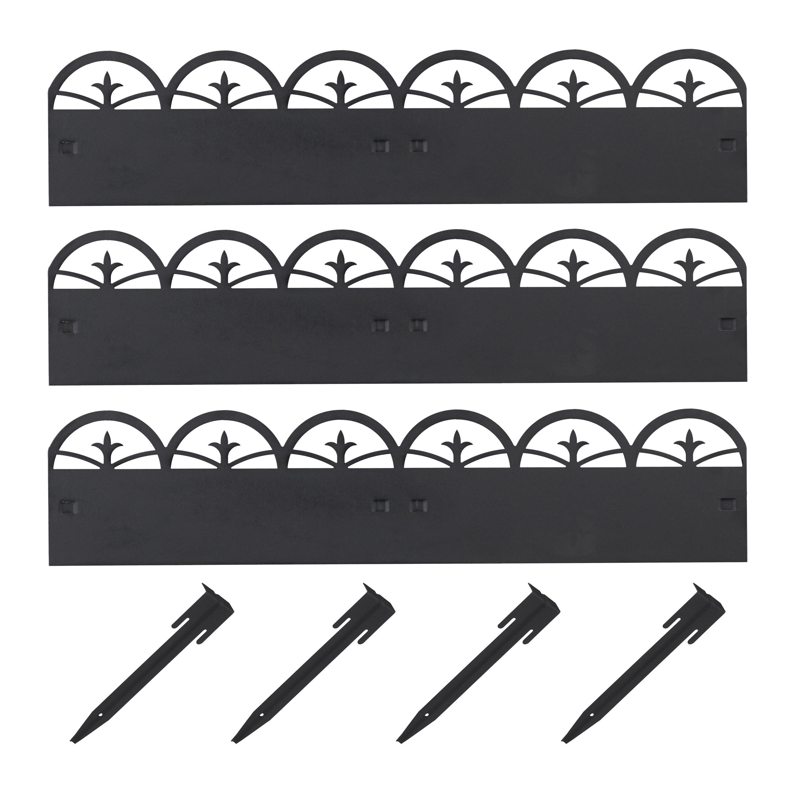 BEETEINFASSUNG - Schwarz, Metall (274.5/35/2.5cm) - Relaxdays