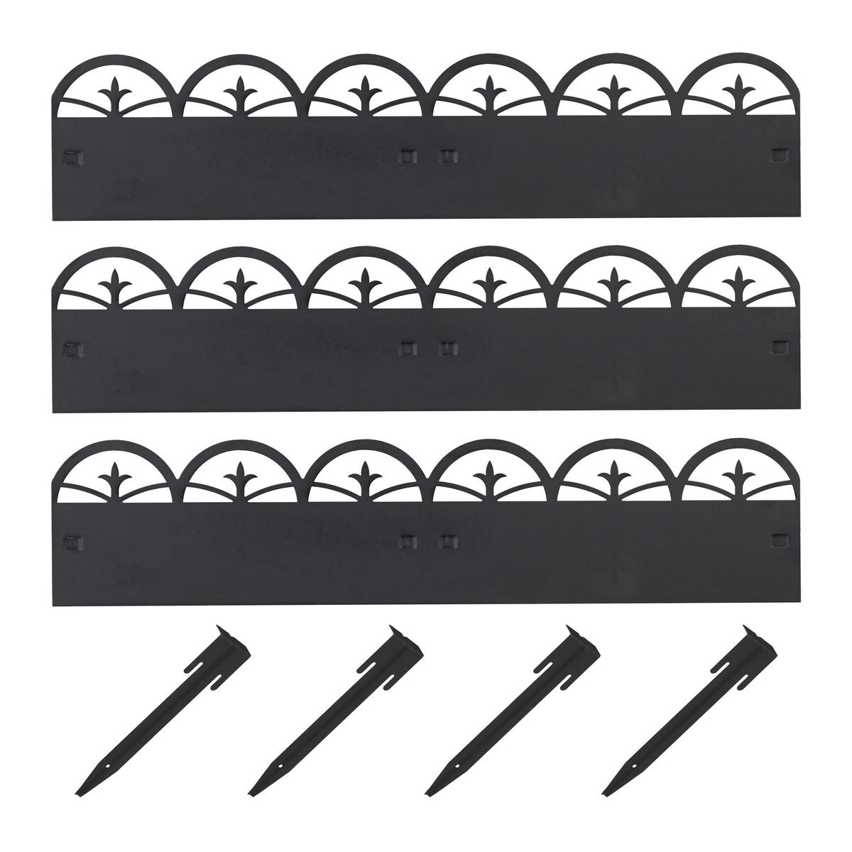 BEETEINFASSUNG - Schwarz, Metall (274.5/35/2.5cm) - Relaxdays