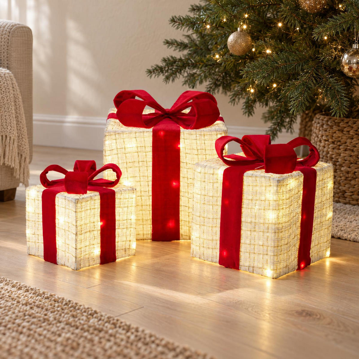 WEIHNACHTSDEKORATION 3er-Set - Weiß, Metall (25/28/25cm) - Home Styling Collection