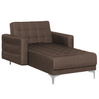 CHAISELONGUE Polsterbezug dunkelbraun/silber Aberdeen - Braun, Textil (107/83/168cm) - Beliani
