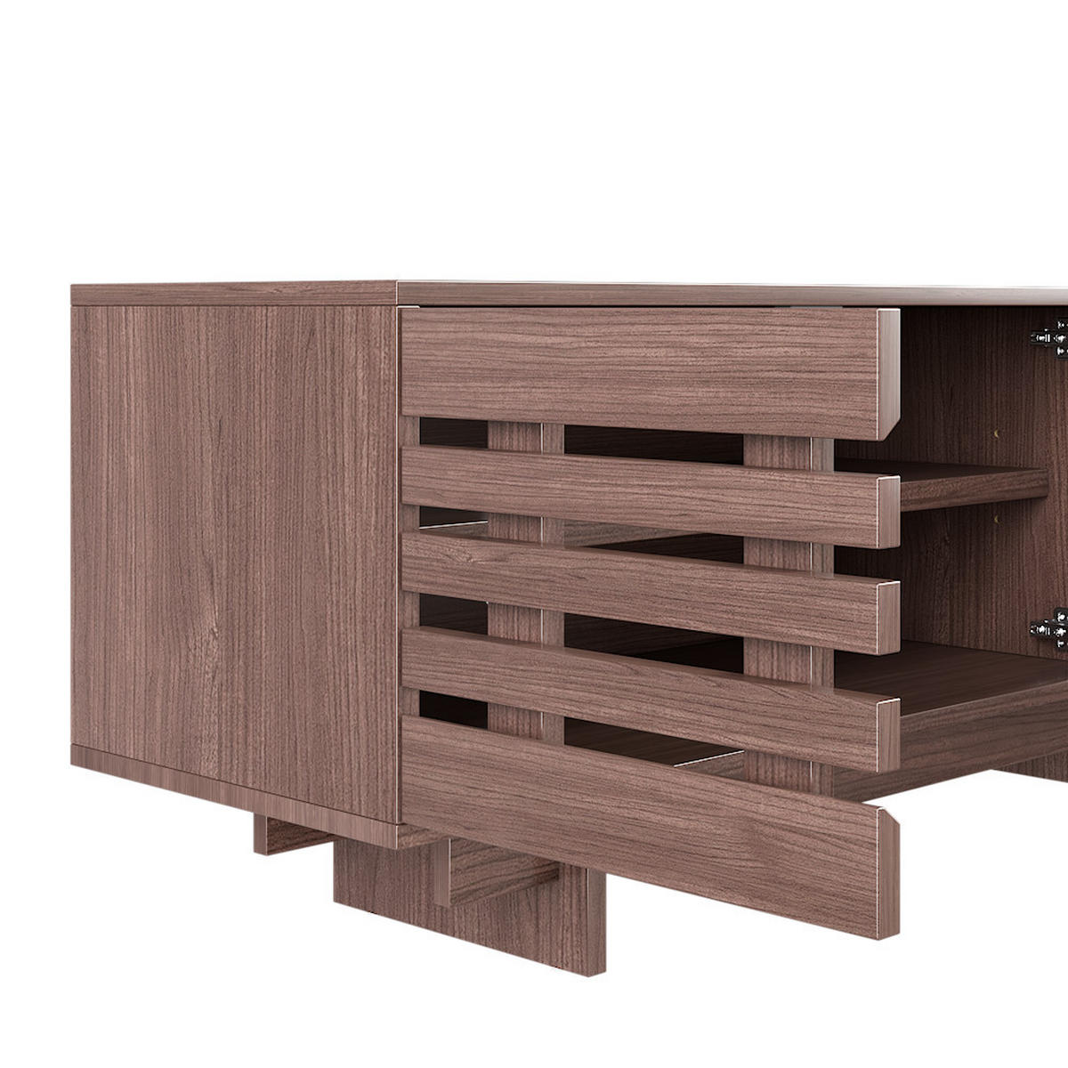 TV-SCHRANK 200cm 4 Türen 2 Schubladen Lowboard Nussbaum - Walnussfarben, Holzwerkstoff (200/55/39.5cm) - FLIEKS