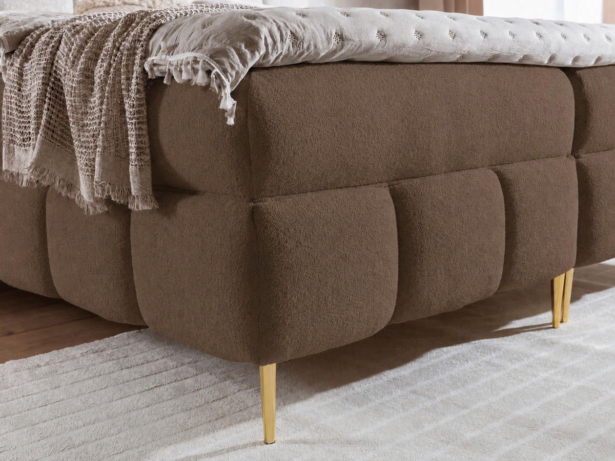 BOXSPRINGBETT mit Stauraum in 140x200 cm in Braun - Braun, Textil (140/200cm) - Home Collective