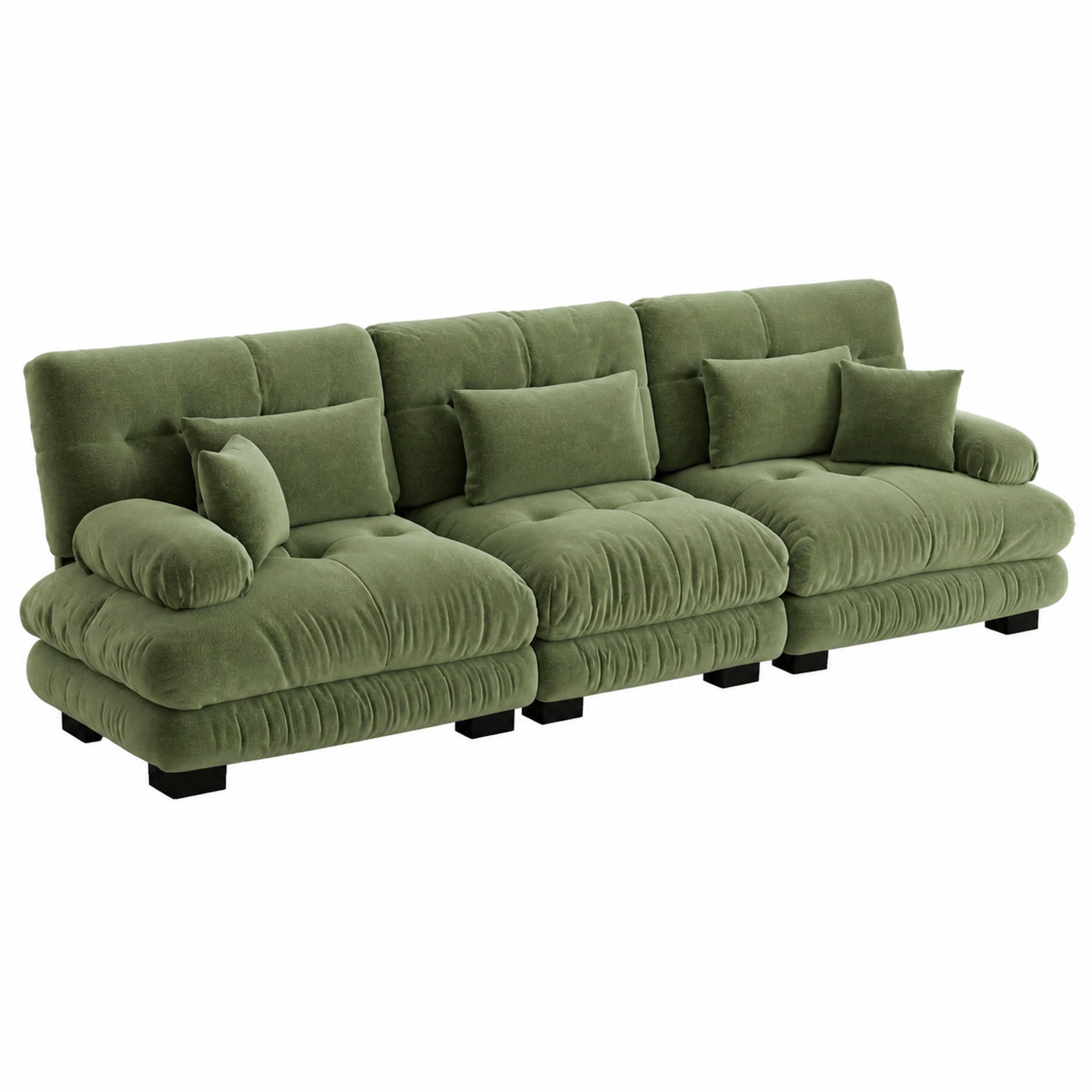 SOFA modular Chenille Grün - Grün, Kunststoff (77/81/313cm) - Meubliv