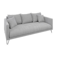 3-SITZER-SOFA Harmony Hellgrau Chenille - Hellgrau/Schwarz, Textil/Metall (200/85/100cm) - S-Style Möbel