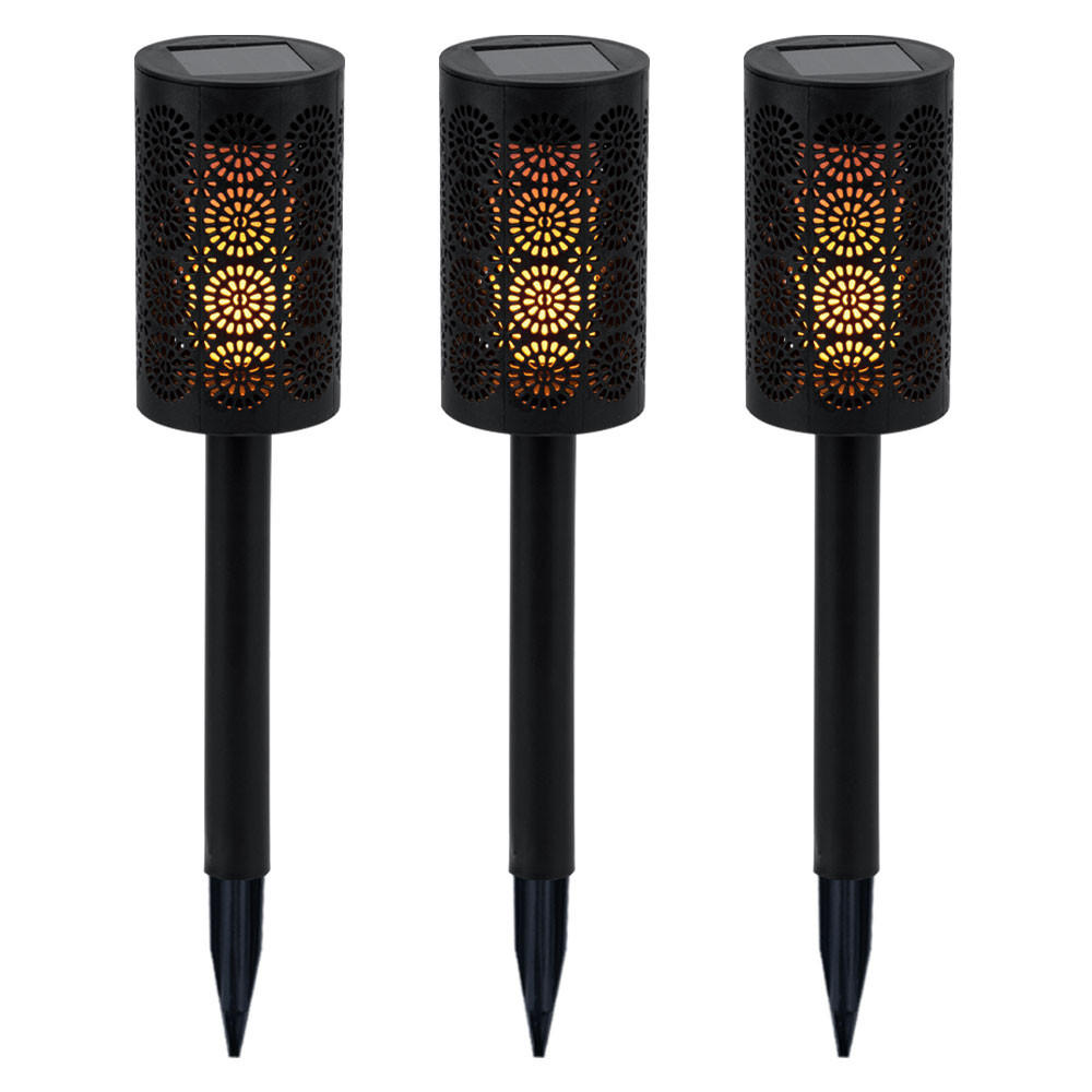 LED AUßENLEUCHTE Solarfackel Schwarz Kunststoff 3er Set - Schwarz, Kunststoff (6.6/6.6/30cm)