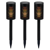 LED AUßENLEUCHTE Solarfackel Schwarz Kunststoff 3er Set - Schwarz, Kunststoff (6.6/6.6/30cm)