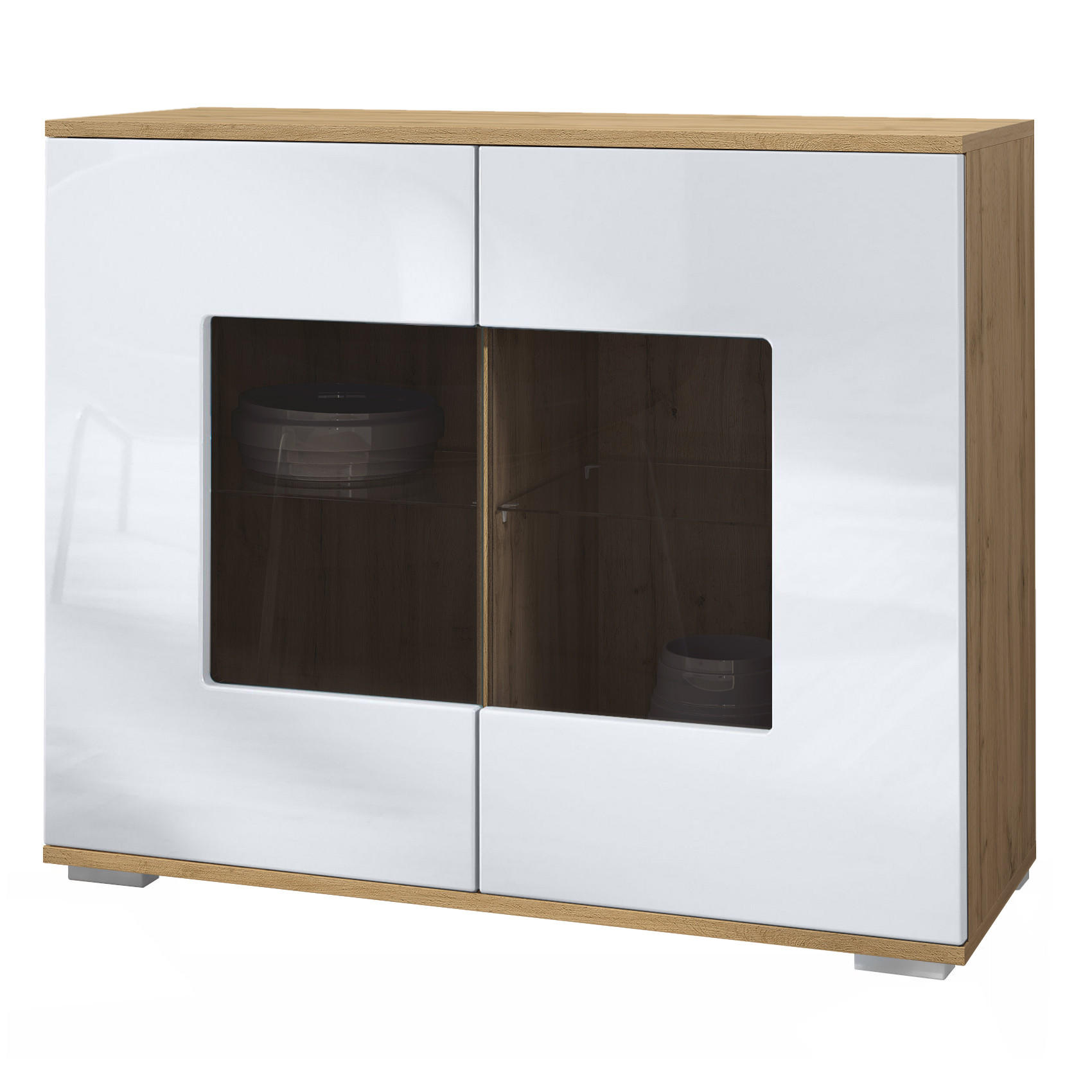 Vladon Kommode Weiß Hochglanz 92.5x75.5x35 cm
