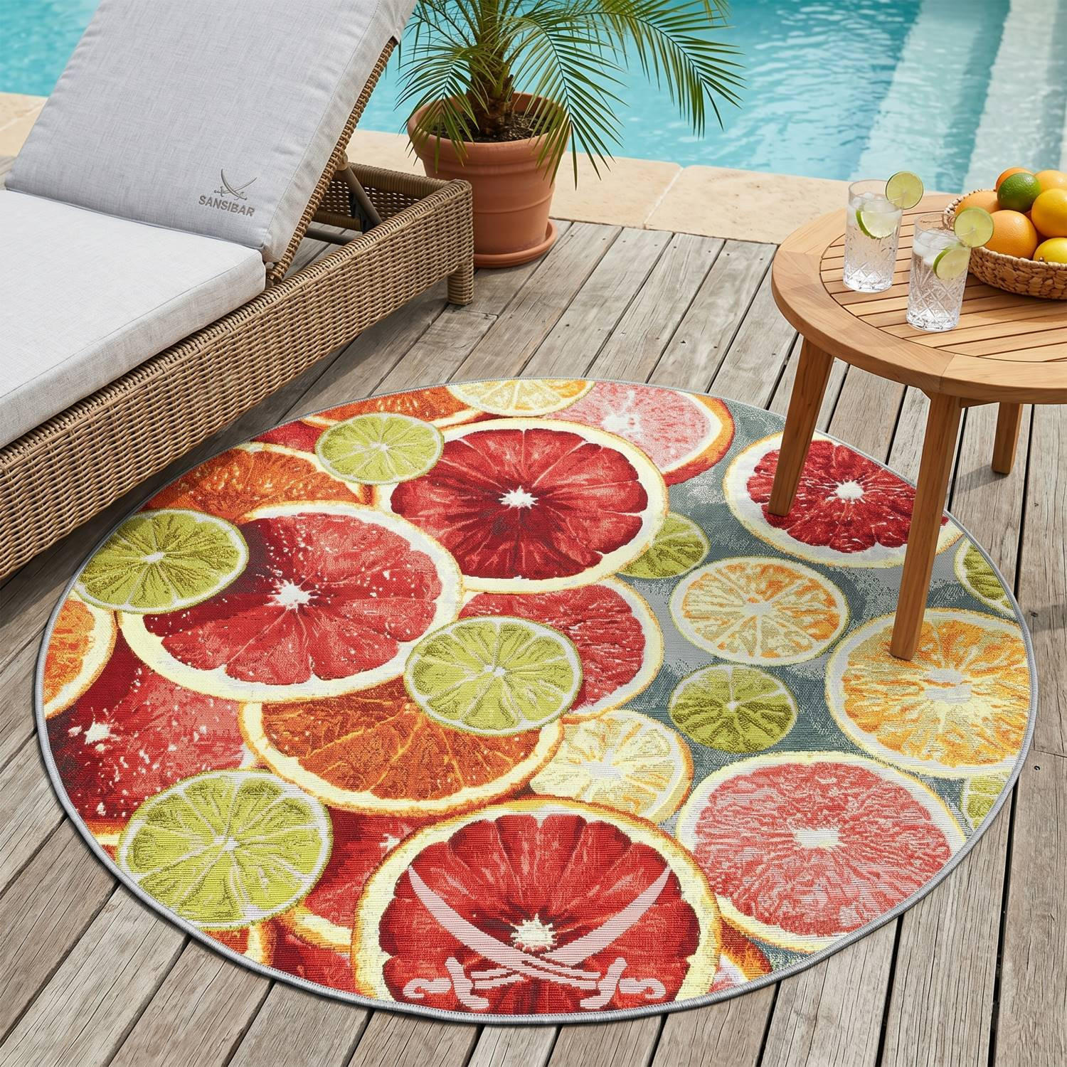 Sansibar Sylt Outdoorteppich Orange 190x190 cm