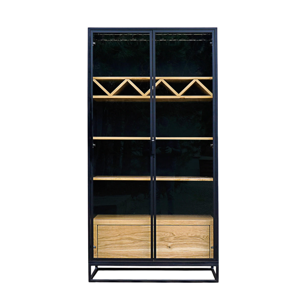 Rawood Furniture Vitrinenschrank Eiche 100x200x45 cm