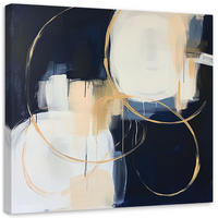 LEINWANDBILD Abstrakt Blau Gold wie gemalt 40x40cm - Grau, Textil (40/40cm) - Feeby