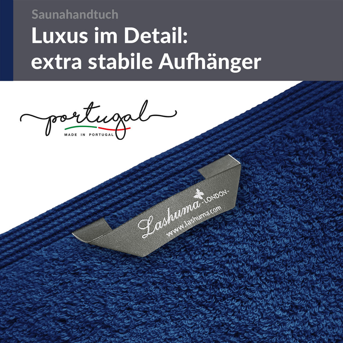 BADETUCH London Marine Blau 100x200 cm - Dunkelblau, Textil (100/200cm) - Lashuma