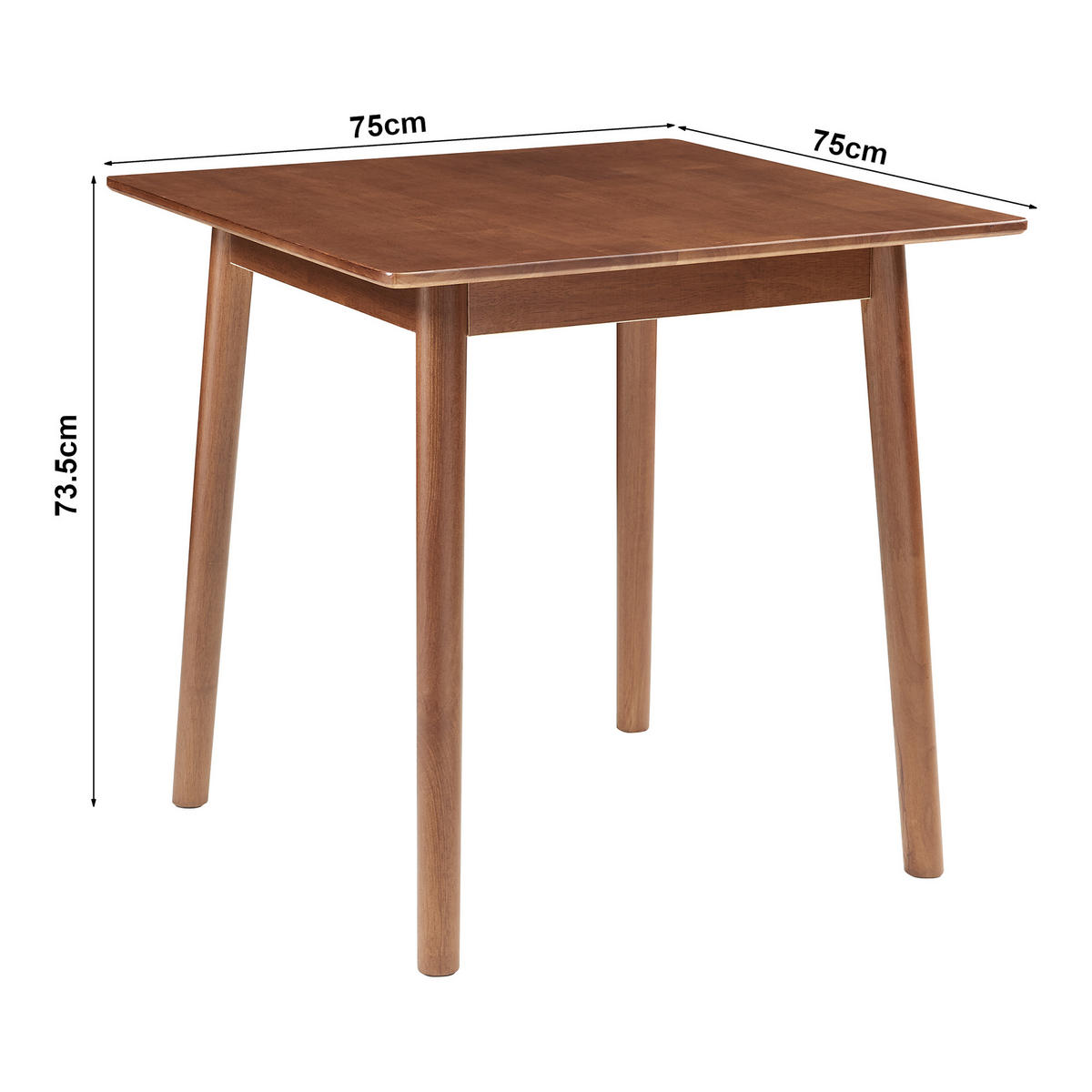 JÍDELNÍ STŮL Klijori - barva vlašského ořechu, dřevo (75/75/73.5cm) - [en.casa]