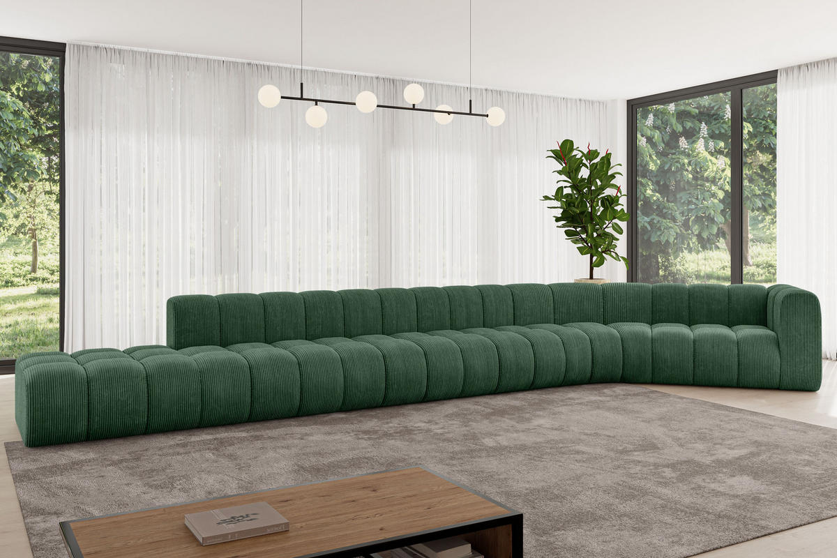 ECKSOFA modulares Sofa Tilmo-L3 - 581x194x70 cm Grün - Grün, Holzwerkstoff/Textil (581/194cm) - ALTDECOR