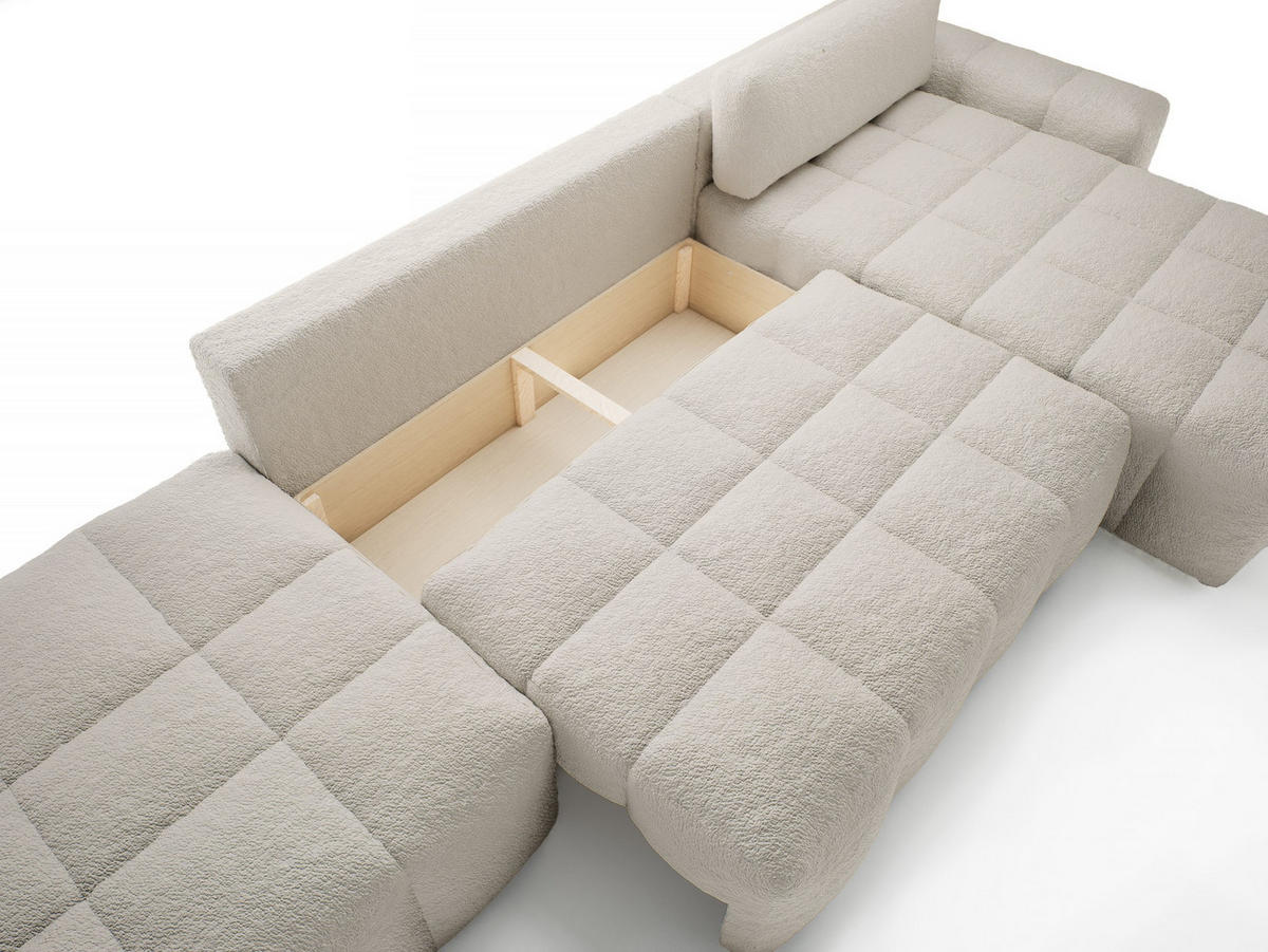 ECKSOFA mit Schlaffunktion Liptitz La, Beige - Beige, Textil (100/363cm) - Fedve
