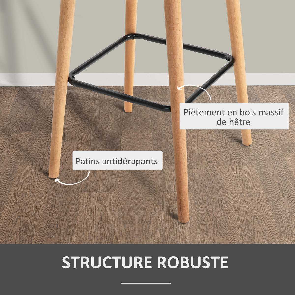 BARHOCKER 2er-Set DE-14680 mit Armlehnen Dunkelgrau - Dunkelgrau, Holzwerkstoff (48/100/55cm) - ComfortXL