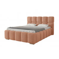 POLSTERBETT LUNA mit Kopfteil, 200 x 200 cm, Doppelbett mit Bettkasten und Lattenrost aus Metall, Boucle Stoff: Rosa - Rosa, Holz/Textil (200/200cm) - Agmat-Furniture