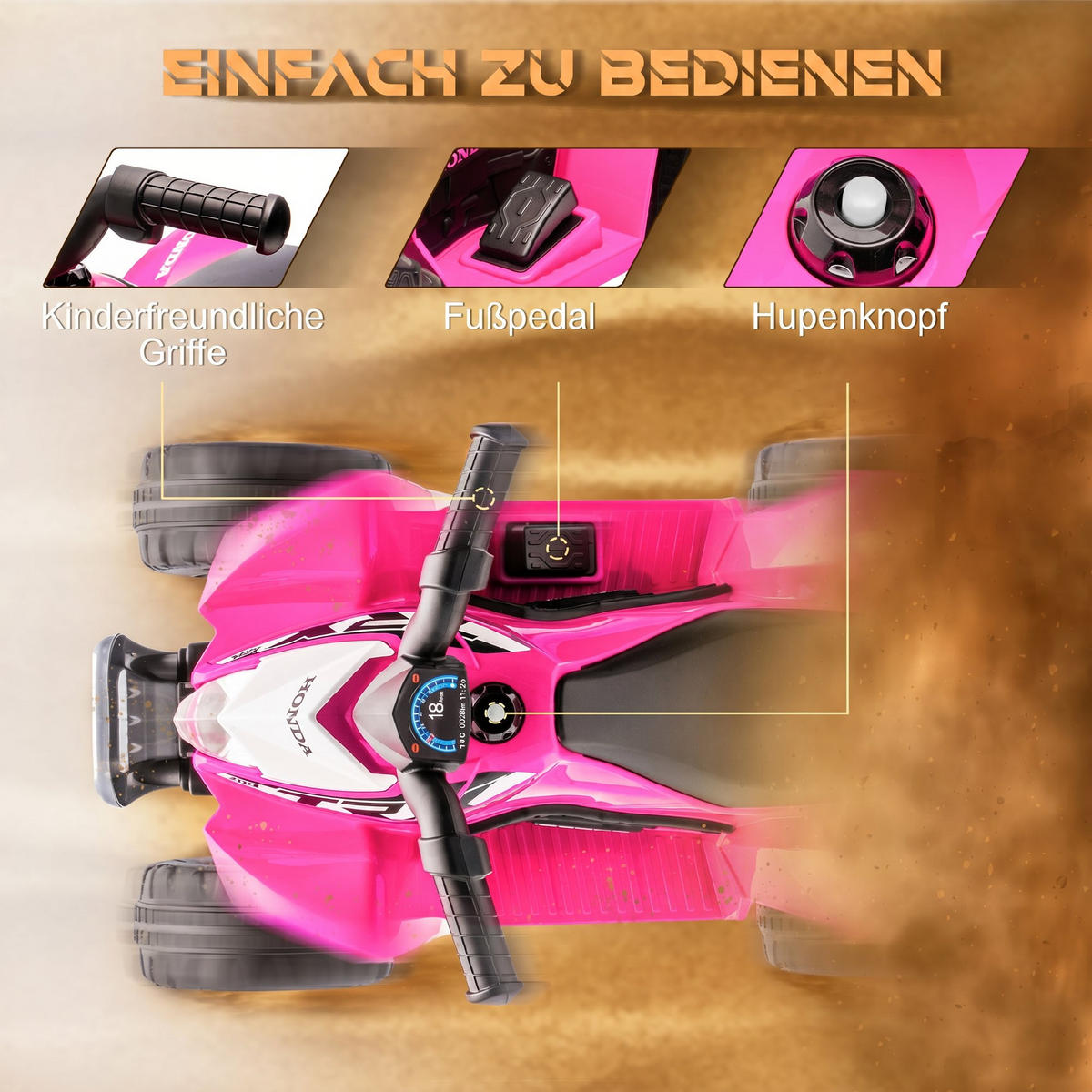 KINDERQUAD Kunststoff Metall Rosa - Rosa, Kunststoff (65.5/38.5/43.5cm) - AIYAPLAY