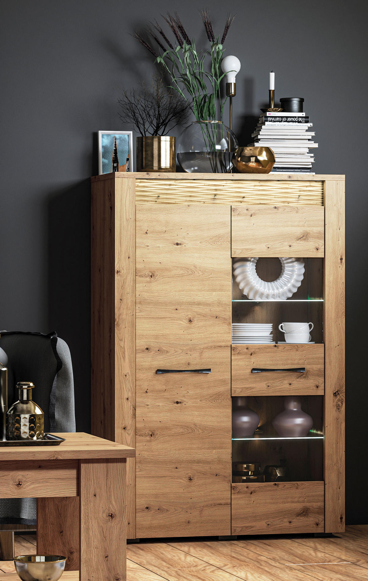 HIGHBOARD Artis Artisan Eiche 92 / 40 / 140cm - Eiche Artisan/Braun, Holz/Holzwerkstoff (92/140/40cm) - Feldmann-Wohnen