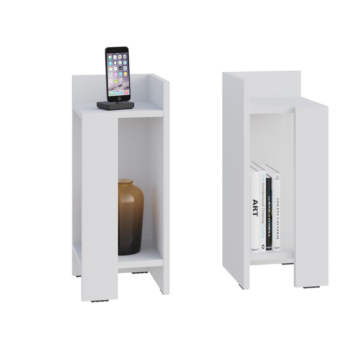 NACHTTISCH Elos Set Weiß 25/25/60 cm - Weiß, Holzwerkstoff (25/60/25cm) - Decortie