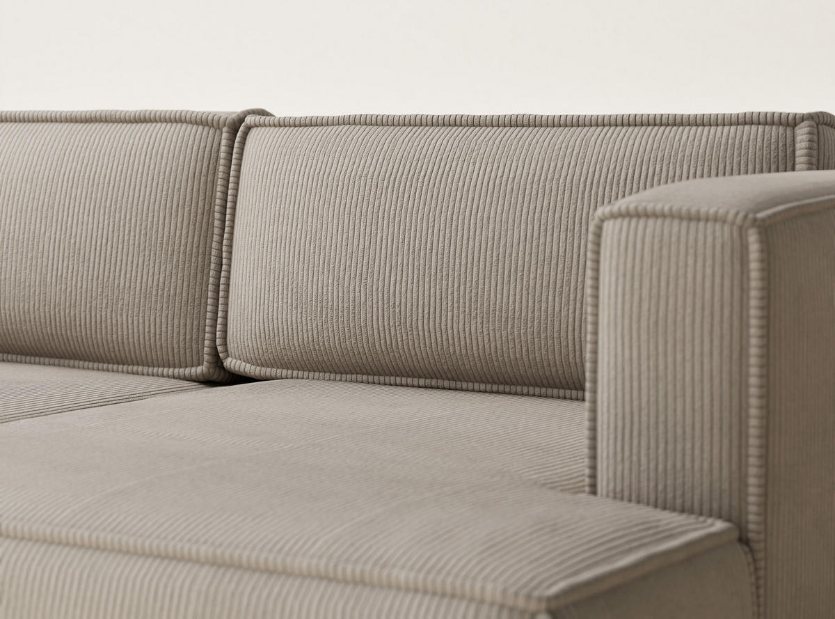 ECKSOFA MIT SCHLAFFUNKTION Velto Beige Samtstoff - Beige/Schwarz, Holz/Holzwerkstoff (250/152cm) - Maison de Reve