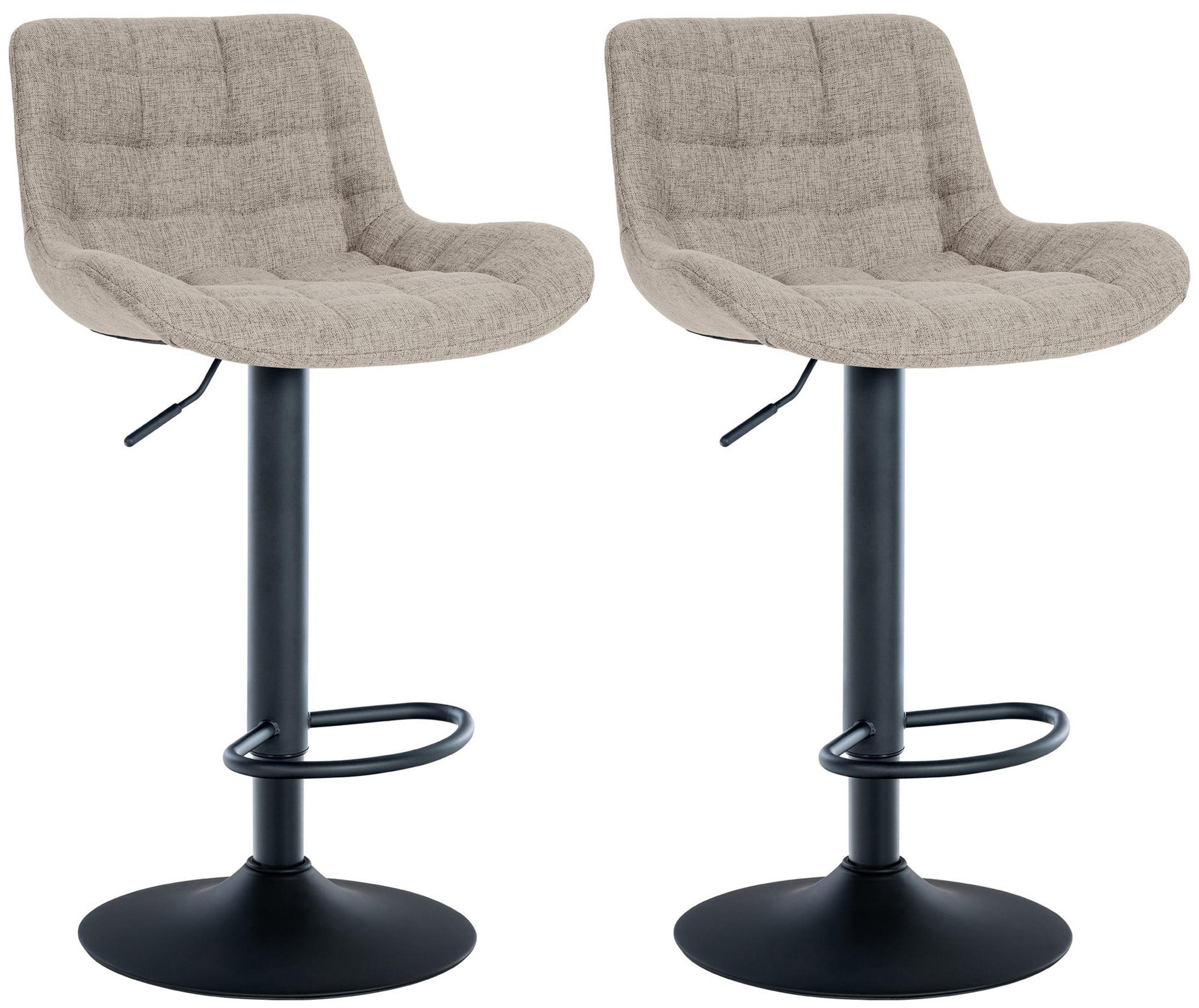 BARHOCKER 2er Set Tower Stoff taupe - Schwarz/Grau, Textil/Metall (48/105/54cm) - TPFLiving