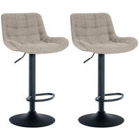 BARHOCKER 2er Set Tower Stoff taupe - Schwarz/Grau, Textil/Metall (48/105/54cm) - TPFLiving