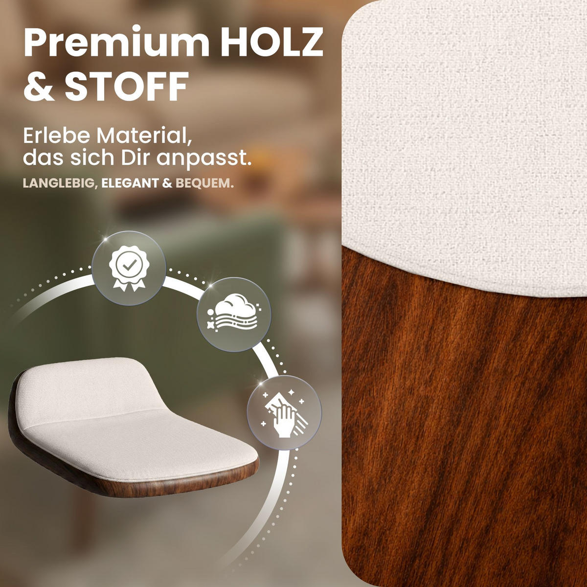 ESSZIMMERSTUHL 2 Stoff Walnuss/Creme - Walnussfarben/Creme, Holz/Textil (55/80/41cm) - CLP