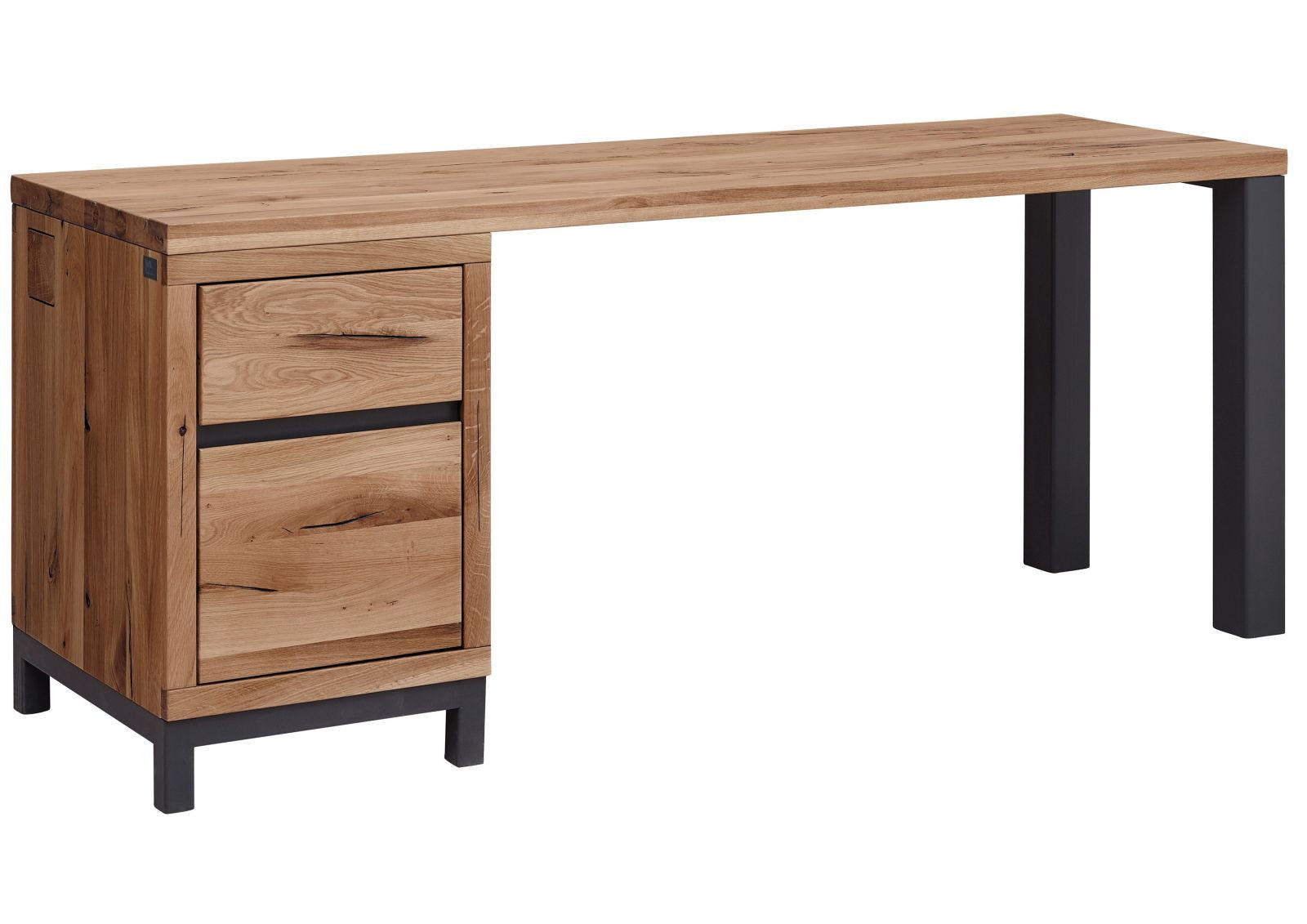 SCHREIBTISCH Wildeiche 180x55x76 tabacco geölt VILLANDERS #344 - Braun, Holz (55/180/76cm) - Massivmoebel24