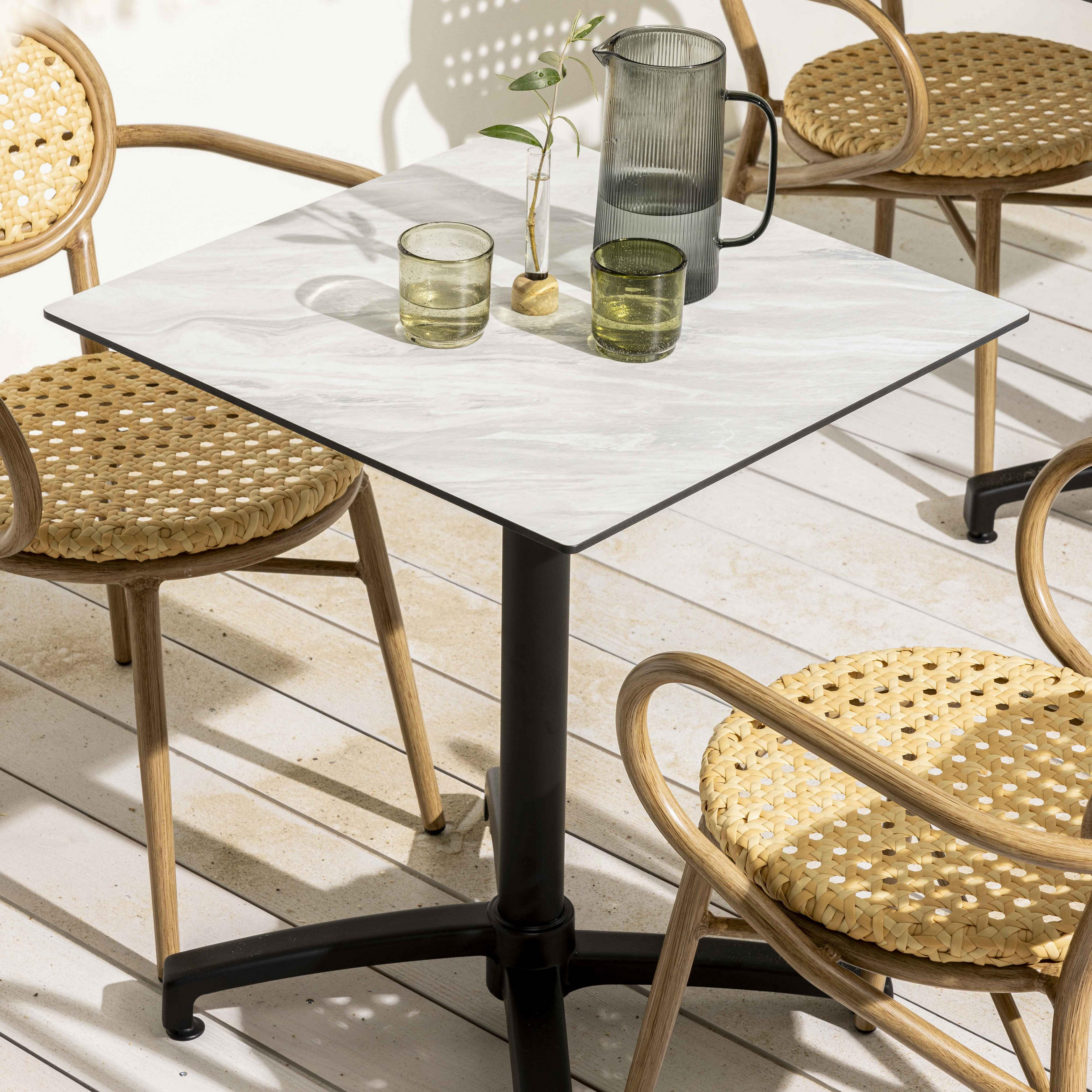 TISCHPLATTE 60 x 60 cm, Marmor - Ecru, Kunststoff (60/1.25/60cm) - Oviala