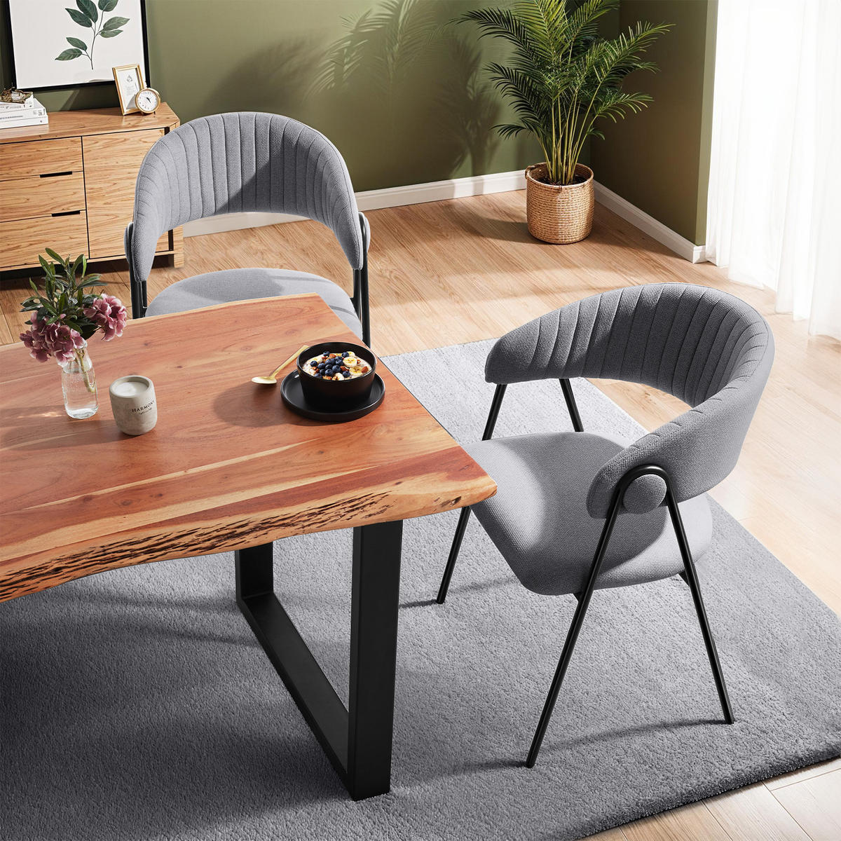 ARMLEHNSTUHL 2er Set Bedano 60 x 58 x 85 cm grau - Grau, Kunststoff (60/85/58cm) - tectake