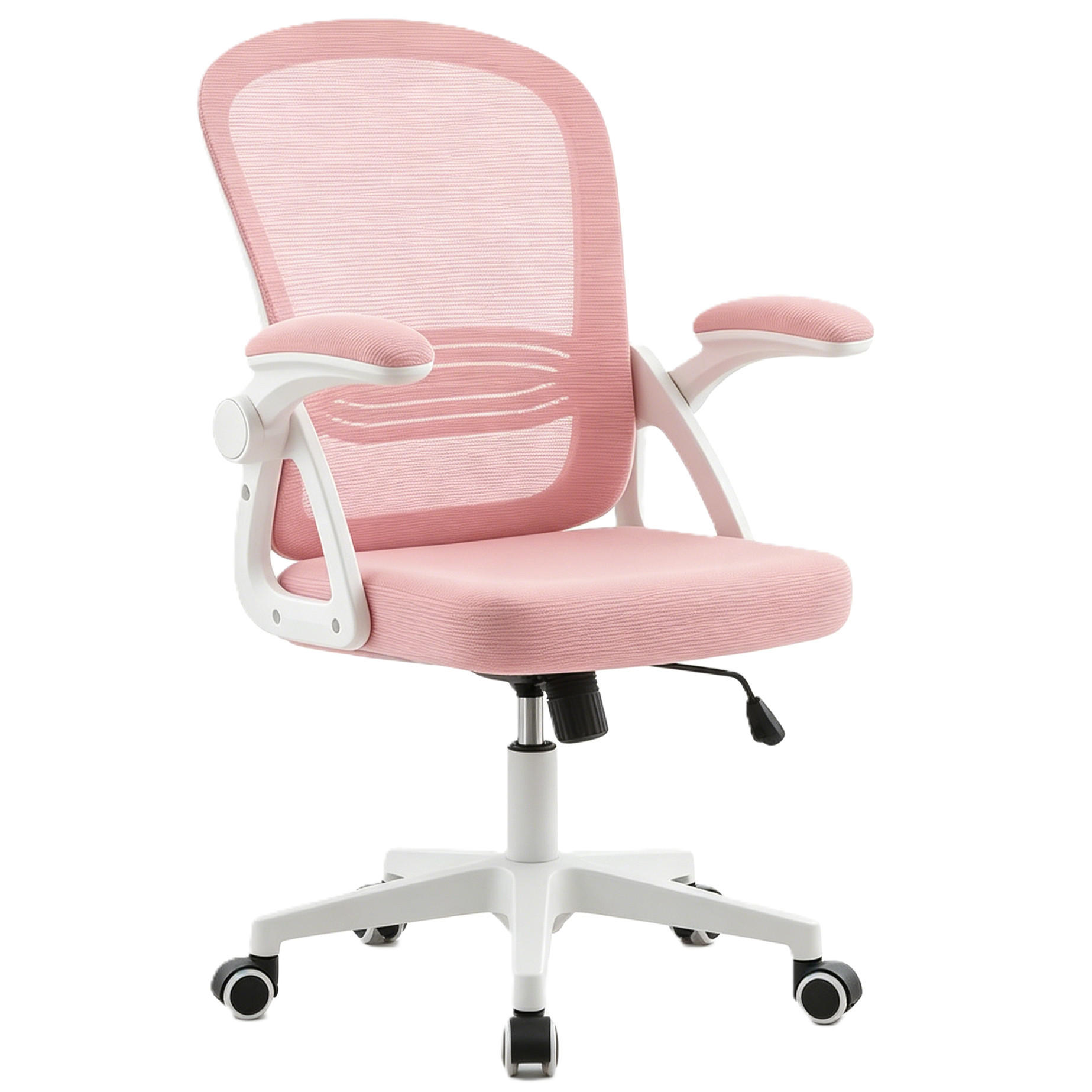 BÜROSTUHL Ergonomischer 90-110°neigbar, 90° Aufklappbare Armlehnen - Rosa, Metall (60/92/57cm)
