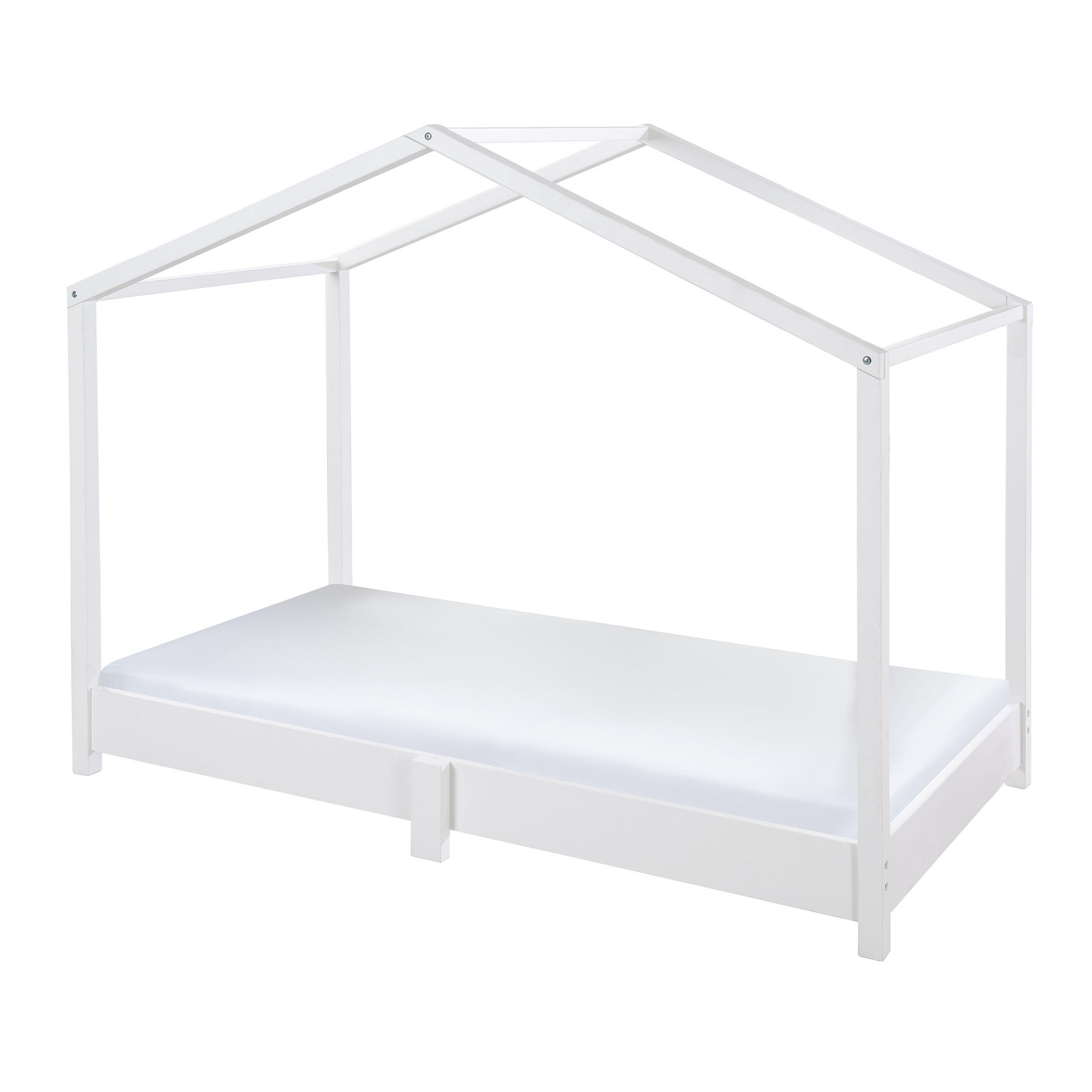 HAUSBETT 70 x 140 cm Bodentief inkl. Latterost weiß - Weiß, Holzwerkstoff (70/140cm) - Roba