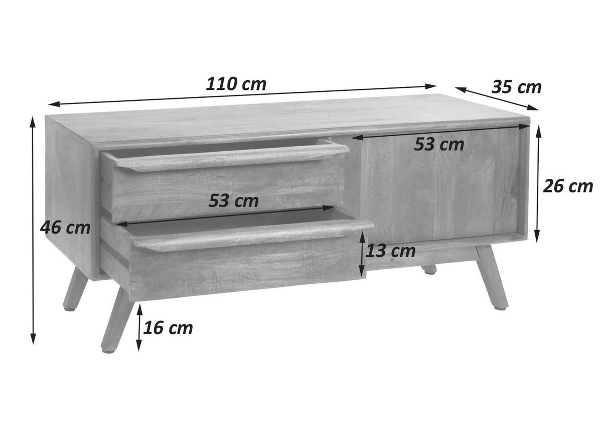 TV-RACK Walnuss Dekor - Walnussfarben, Holz (110/46/35cm) - MCW