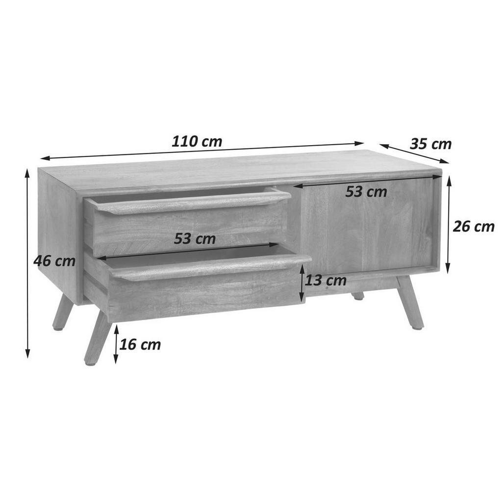 Thumbnail - MCW Tv-Rack, Walnuss, Holz, 110x46x35 cm, Wohnzimmer, Wohnwände, Lowboards, Lowboards stehend