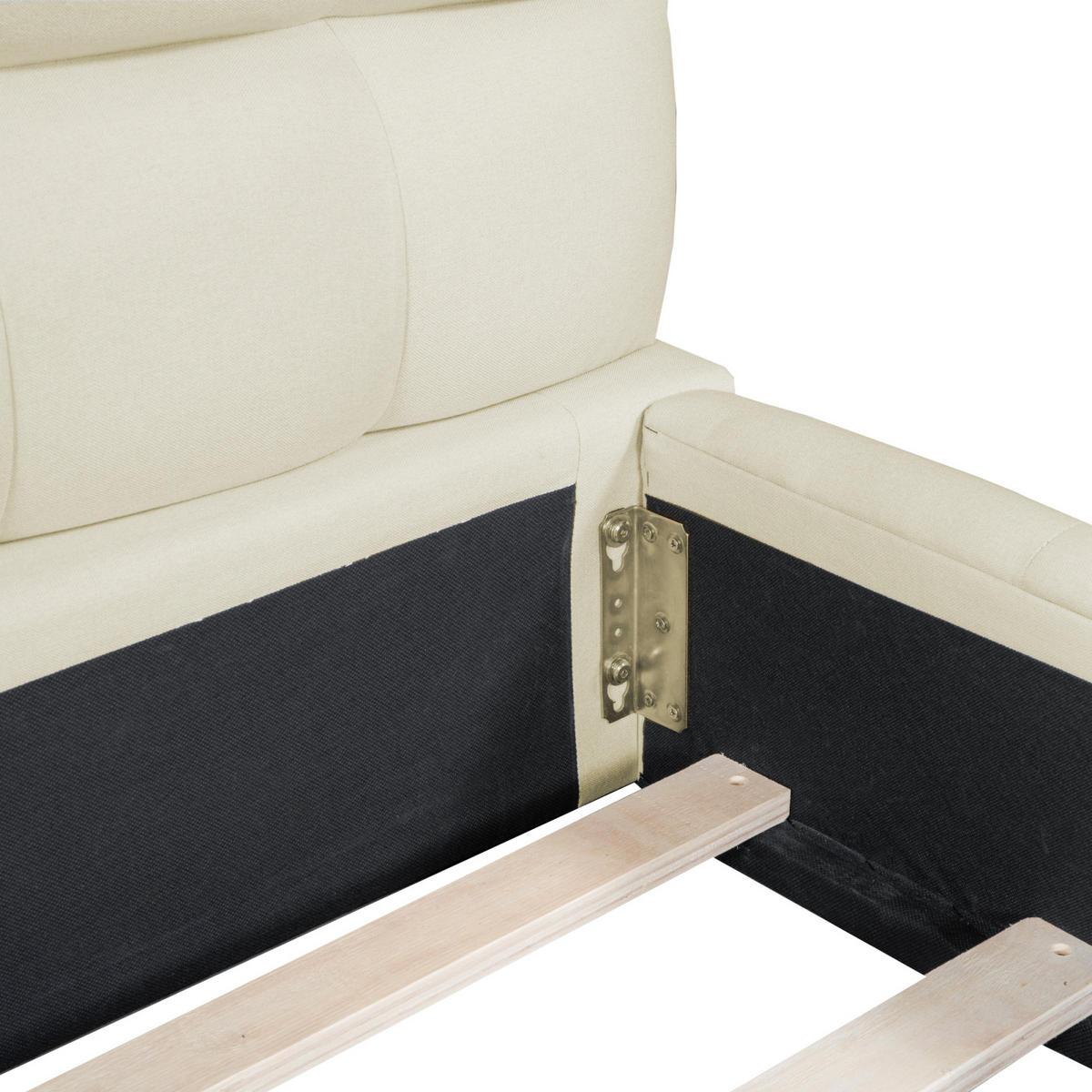 POLSTERBETT 140x200 cm, doppelbett, mit modernem wellenförmigem Kopfteil, aus weichem Leinenstoff in beige - Beige, Holz/Textil (140/200cm) - BRILVERDE