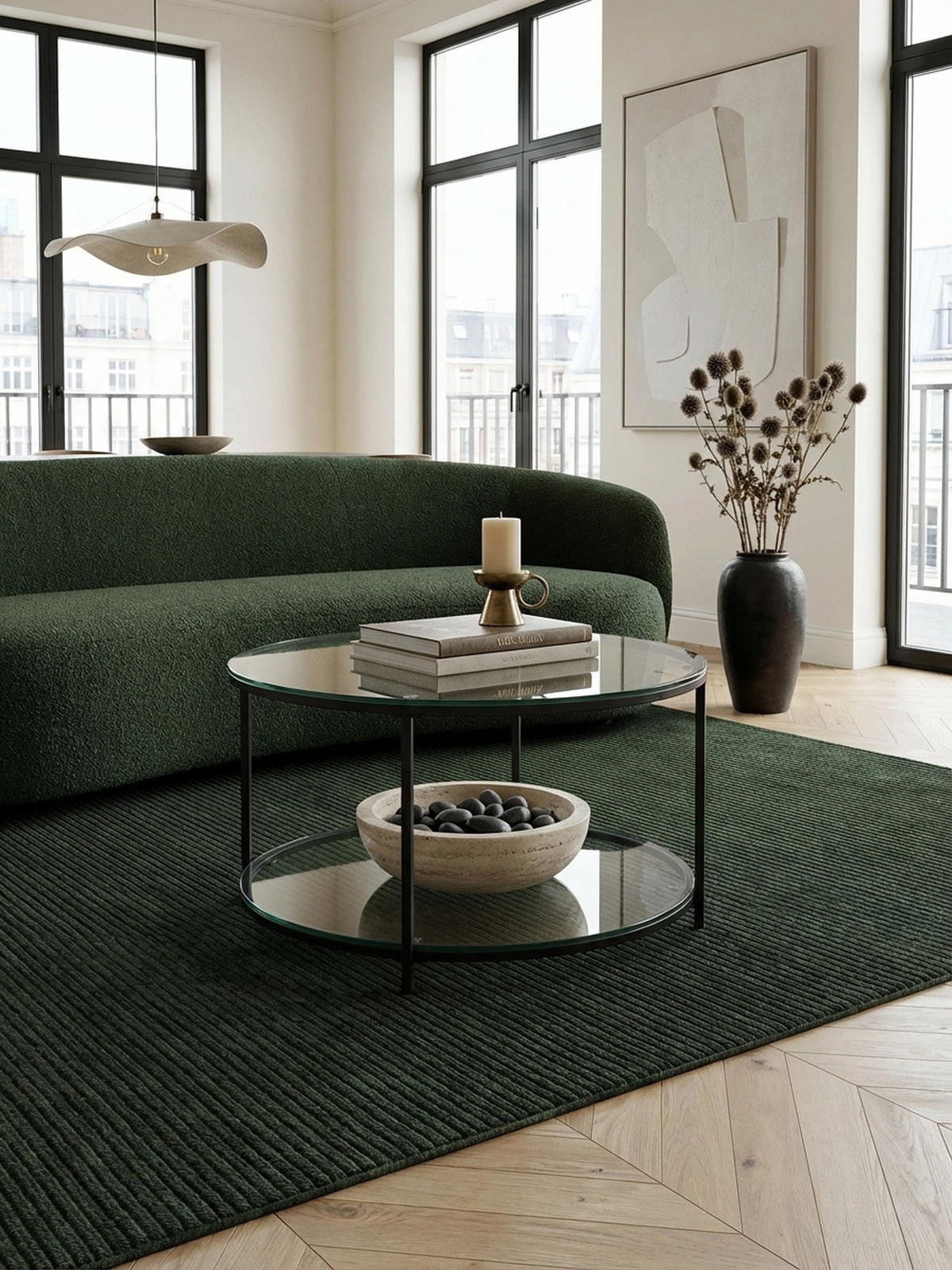 COUCHTISCH Glas-Metall Mix mit zwei Ablagen in Marmoroptik, Transparent 80x80x45 cm - Transparent/Schwarz, Metall (80/80/45cm) - KADIMA DESIGN
