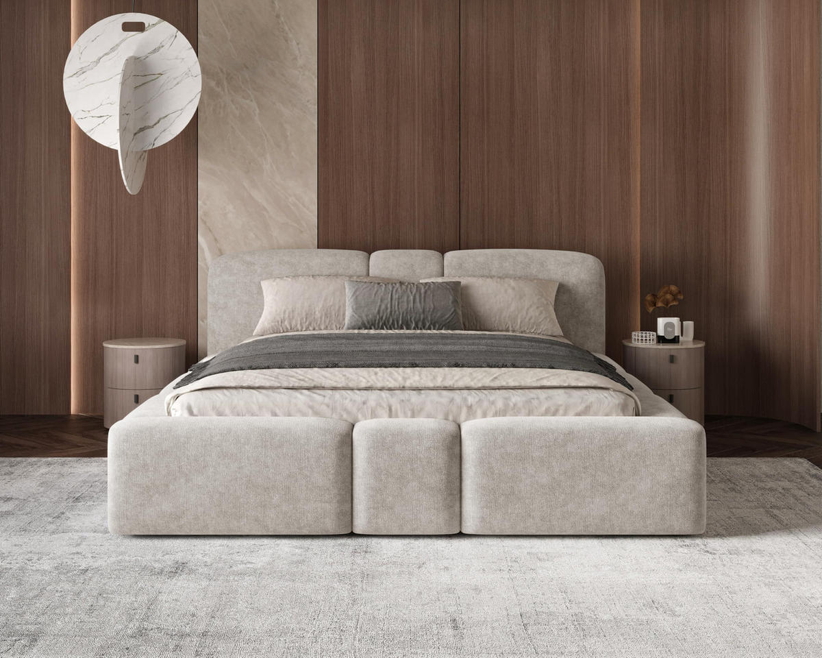 POLSTERBETT Monte160x200 cm- Bettkasten und Stauraum - Doppelbett mit Stabilem Metallrahmen - Grau - Grau, Holzwerkstoff (160/200cm) - Chilly