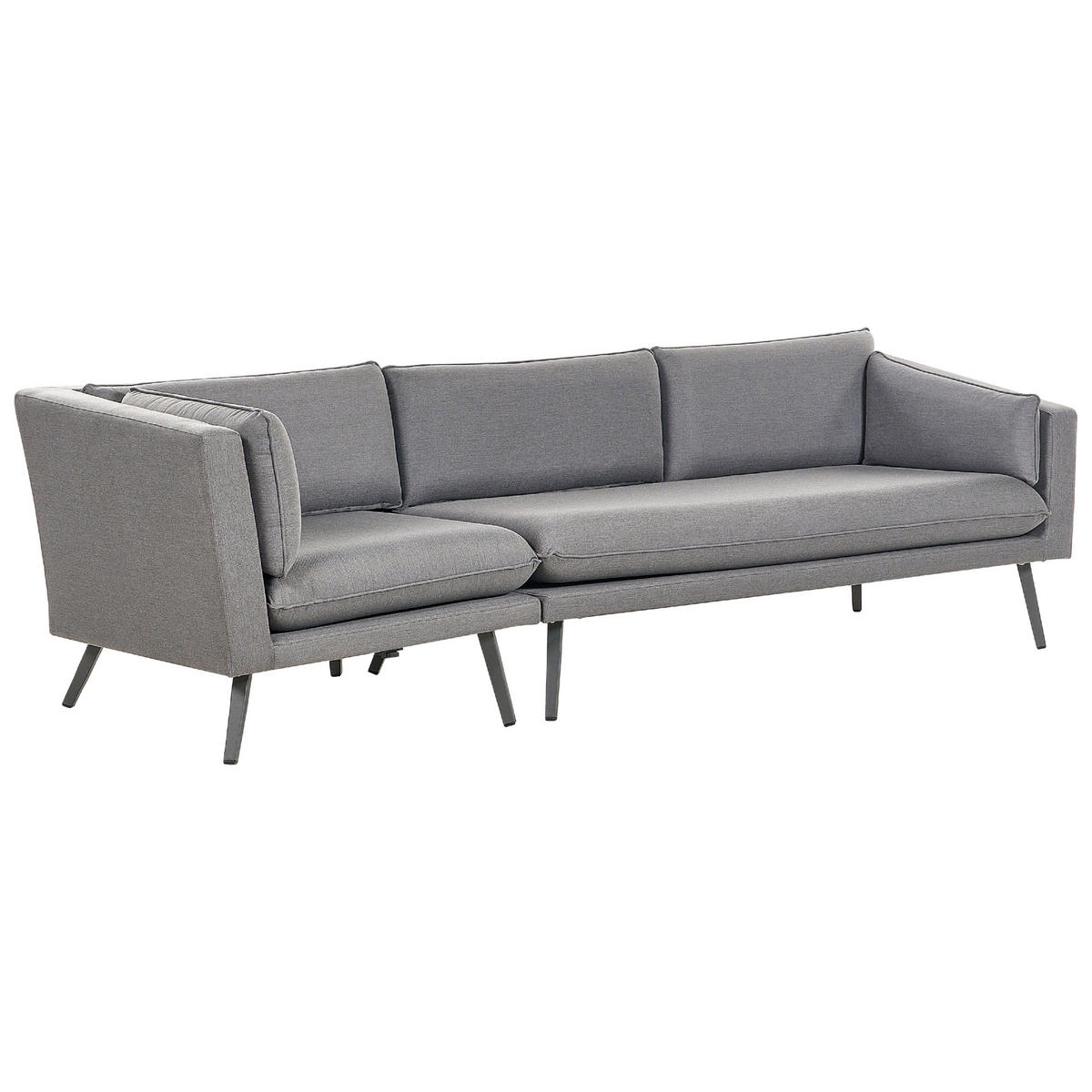 GARTENSOFA 3-Sitzer grau linke Seite modular Loretello - Grau, Textil (243/70/76cm) - Beliani