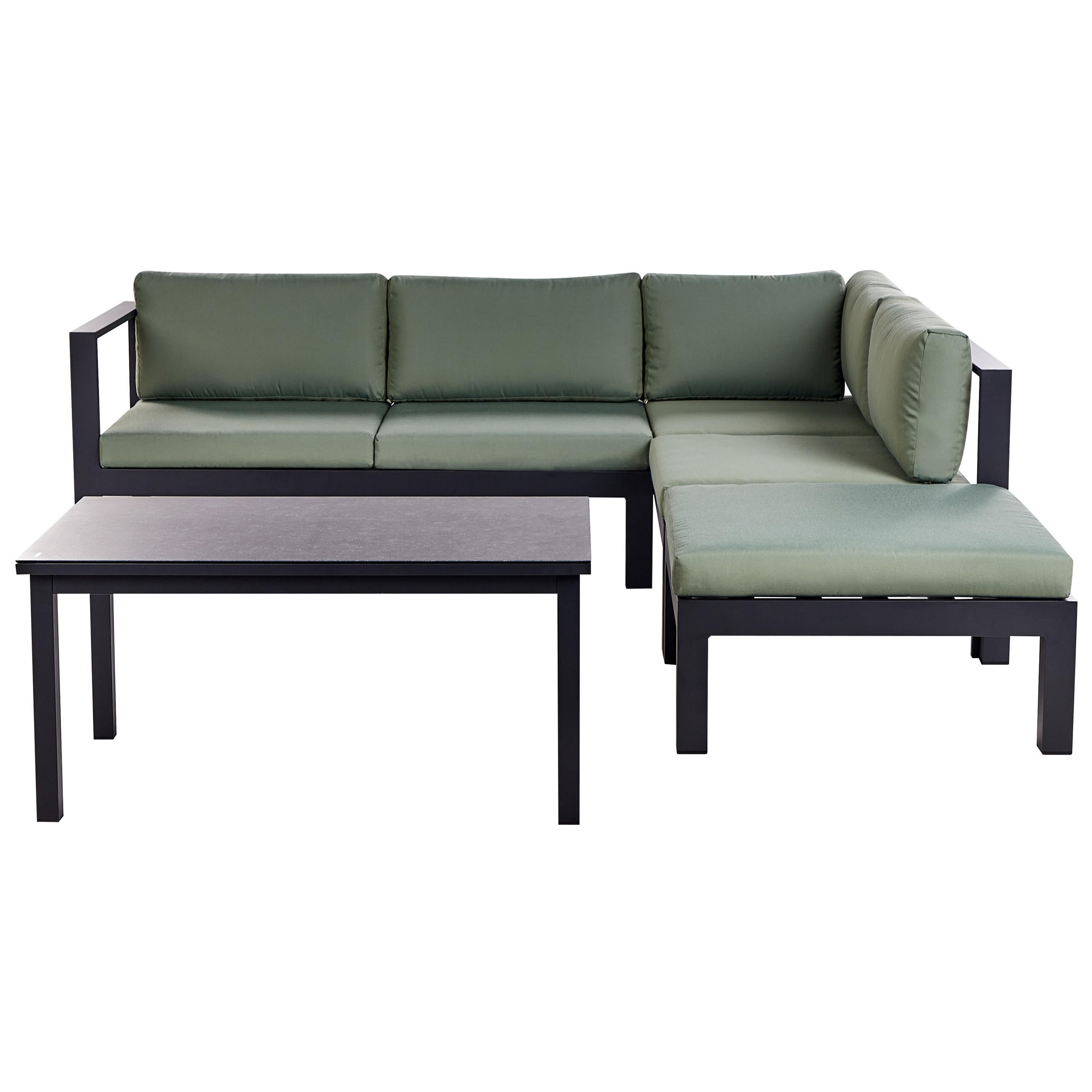 LOUNGE-SET 5-sitzer Aluminium Grün Messina - Schwarz/Grau, Metall - Beliani