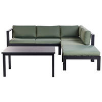 LOUNGE-SET 5-sitzer Aluminium Grün Messina - Schwarz/Grau, Metall - Beliani