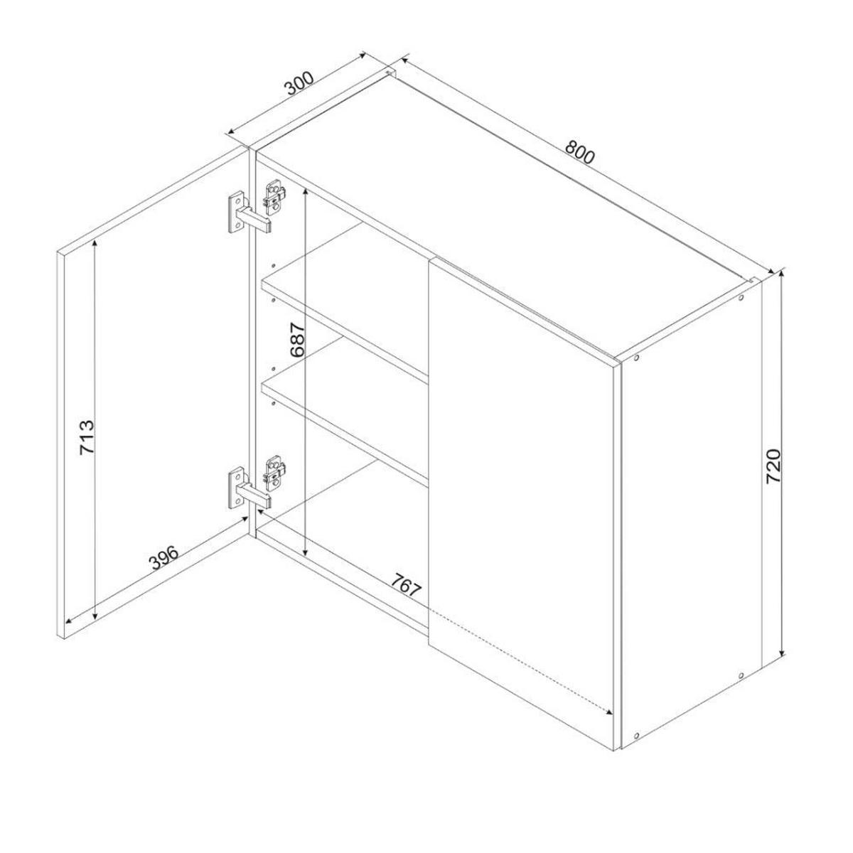 HÄNGESCHRANK W80 ( S1600/107 ) – BONO – Stilvolle Wandlösung – Gold / Eiche - Eichefarben, Holzwerkstoff (80/72/30cm) - ROYAL24_MARKT