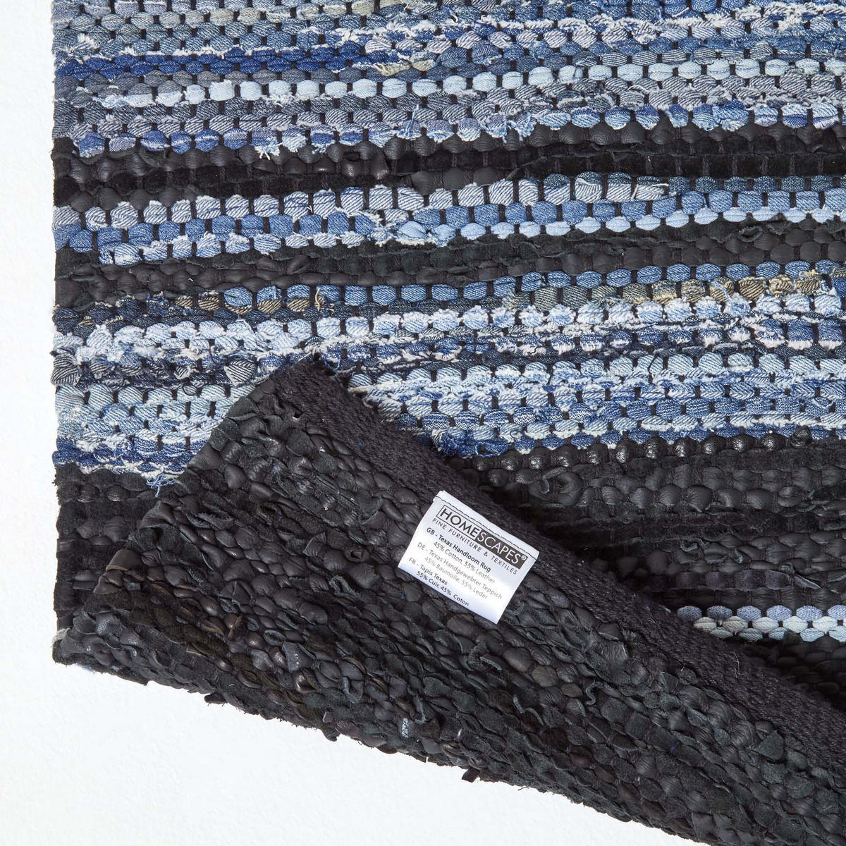 TEPPICHLÄUFER Texas, Leder & Denim 66/200 cm - Blau, Textil (66/200cm) - Homescapes