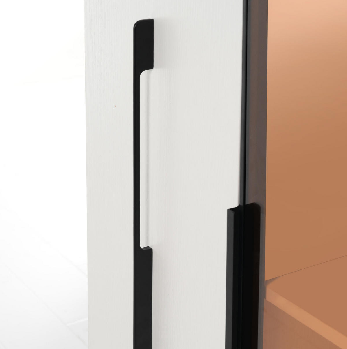VITRÍNA z MDF 110,5x35x160 cm bílá s LED osvětlením, bočním výsuvem a tónovaným sklem - bílá, kompozitní dřevo (110.5/160/35cm) - Modfu