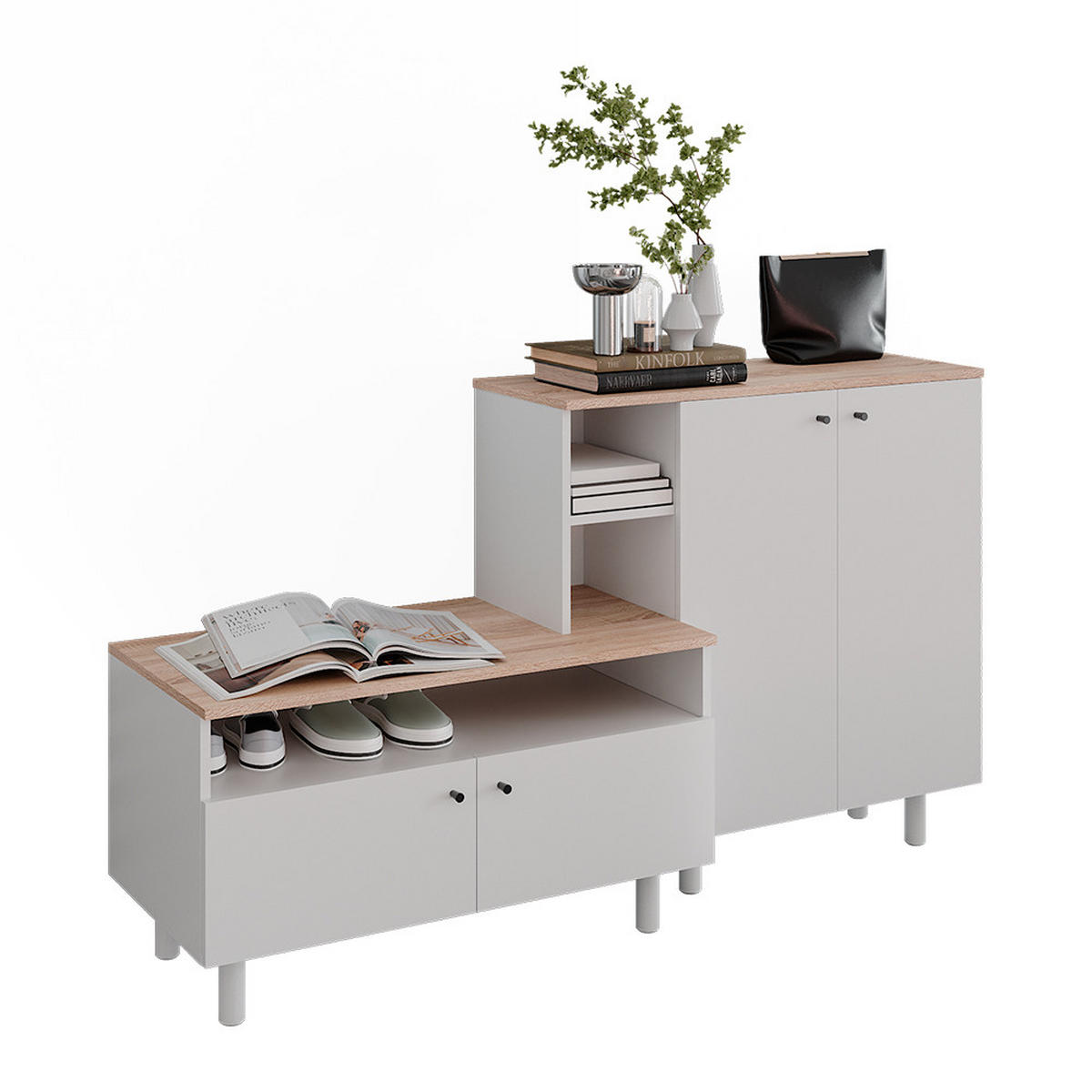GARDEROBA Elano, Bela/Hrast, 140 x 80 cm - barve hrasta/bela, leseni material (140/80/40cm) - Vicco