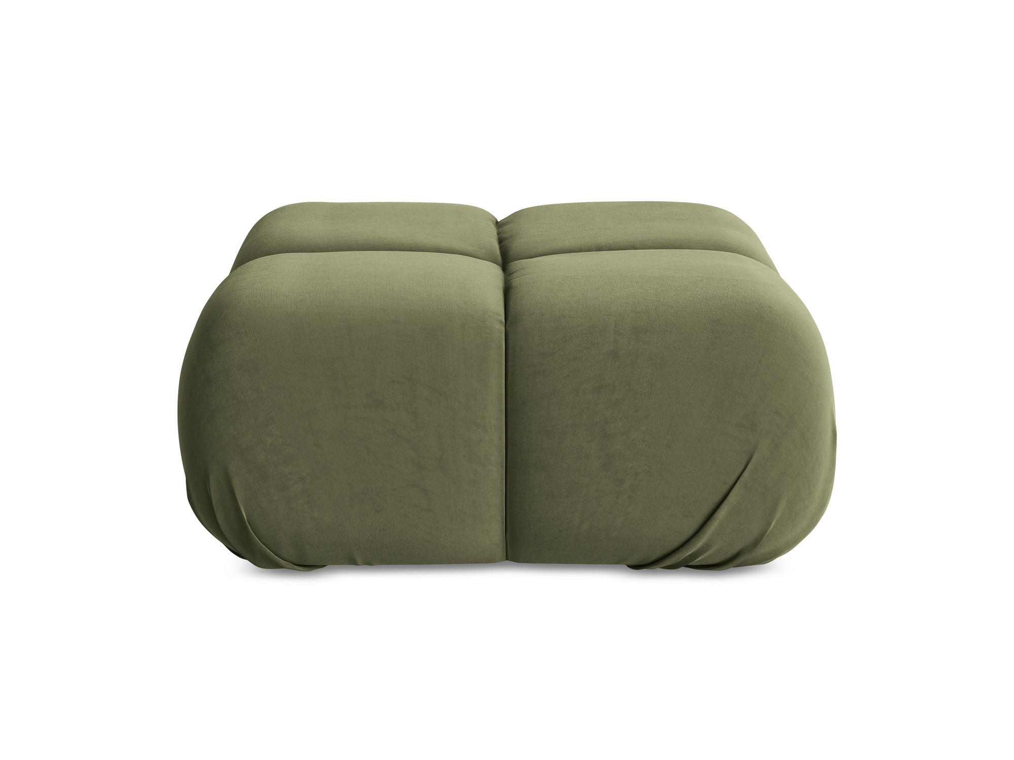 POUF Samt Stoff Grün - Schwarz/Olivgrün, Kunststoff/Textil (95/41/95cm) - Makamii