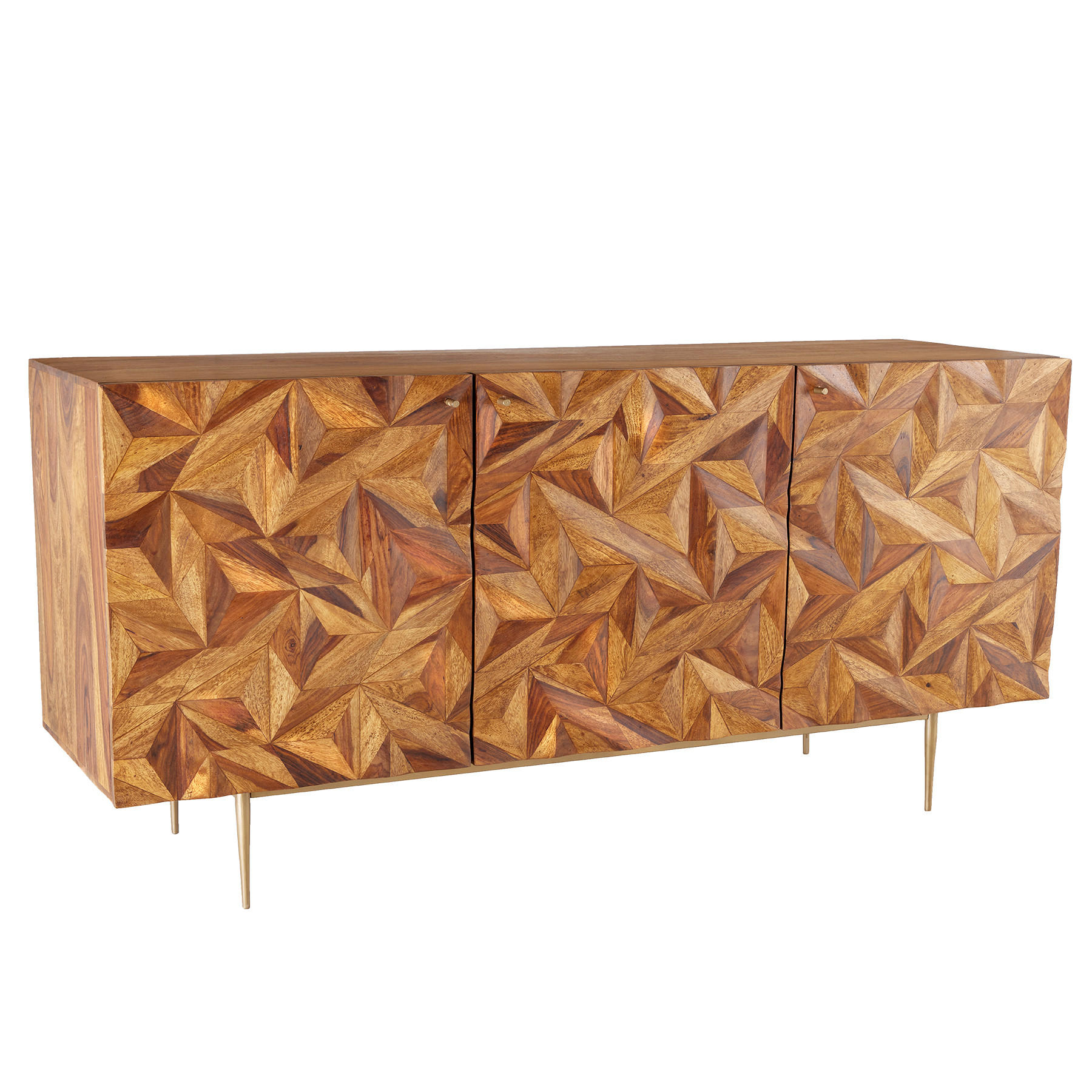 SIDEBOARD ALPINE Massivholz Natur 145 cm - Goldfarben/Naturfarben, Holz/Metall (145/73/43cm) - riess-ambiente